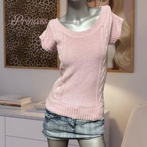 Garage Vintage Y2K Knit Scoop Neck Pink Sweater Shirt